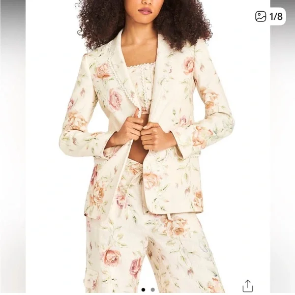 NWT LoveShackFancy Cedric Linen Cargo Pants in Burnt Orange Floral - Picture 3 of 5